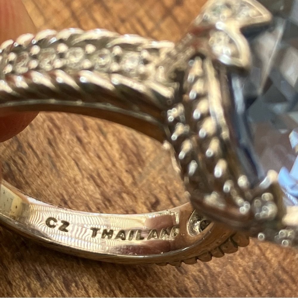 Judith Ripka Sterling Silver Blue Stone Ring 8 - Picture 8 of 10